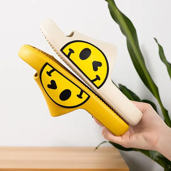 Beige Smiley Cushion Slides, Light, Non-Slip Slippers - Picture 4 of 6